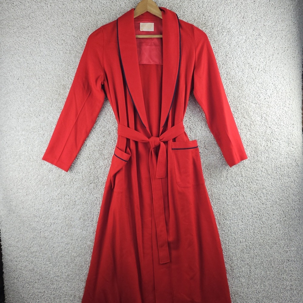Vintage 70s Pendleton Virgin Wool Robe House Coat Women's Small Made USA Pockets